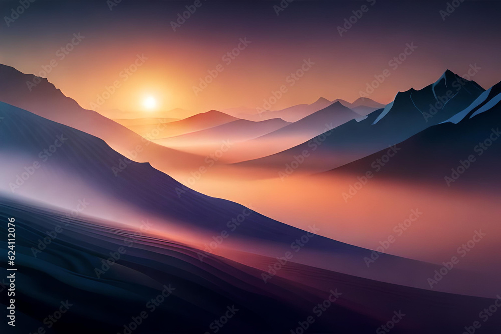 sunset in mountains