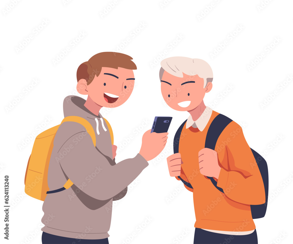 Cyberbullying with Teen Boy Engaged in Hate and Online Harassment with Smartphone Vector Illustration Cyberbullying with Teen Boy Engaged in Hate and Online Harassment with Smartphone Vector Illustration