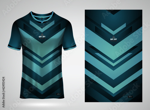 Green chevrons art sport jersey t-shirt. Jersey mockup. Sport pattern fabric textile.	