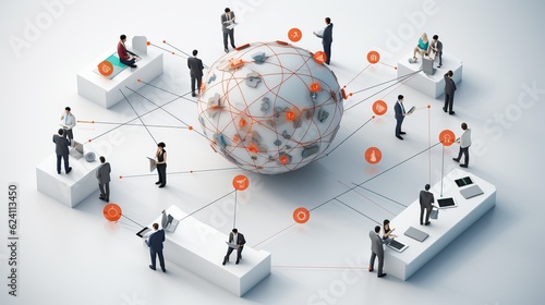 Modern Business global network connection telecommunication technology concept, Futuristic AI generated image