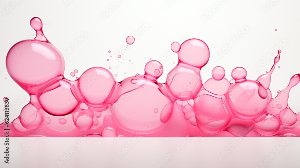 Beautiful transparent cosmetic pink gas bubbles water AI generated image