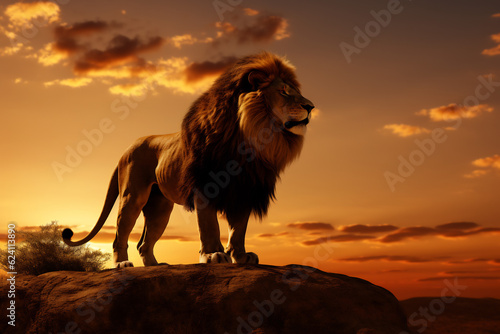 Lion at sunset cinematic