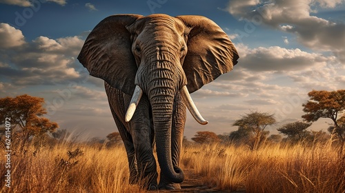 Big Elephant on the plains of the Africa AI generated image