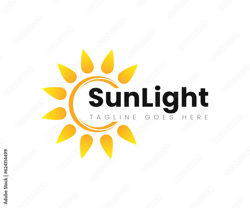 Sun logo design template. Sun illustration logo vector icon template