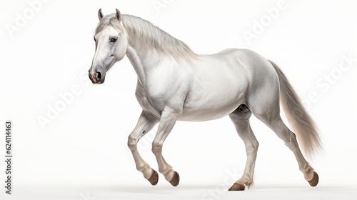 Beautiful White horse run forward AI generated image © orendesain99