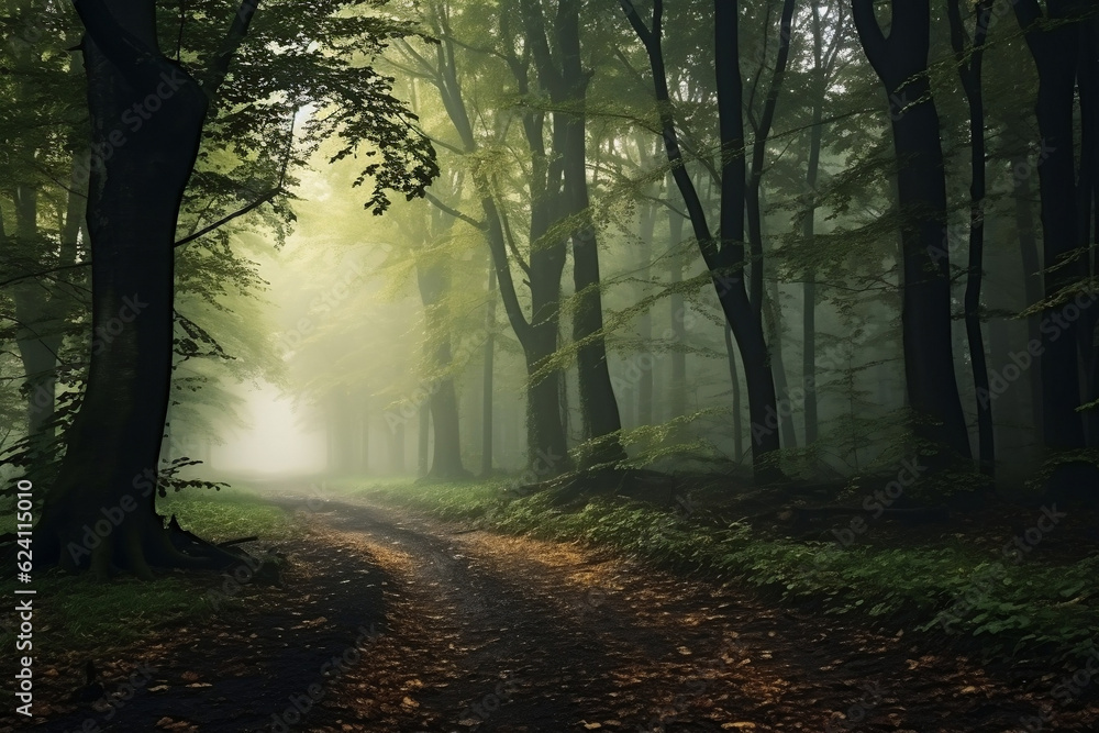misty morning in the forest misty morning in the forest