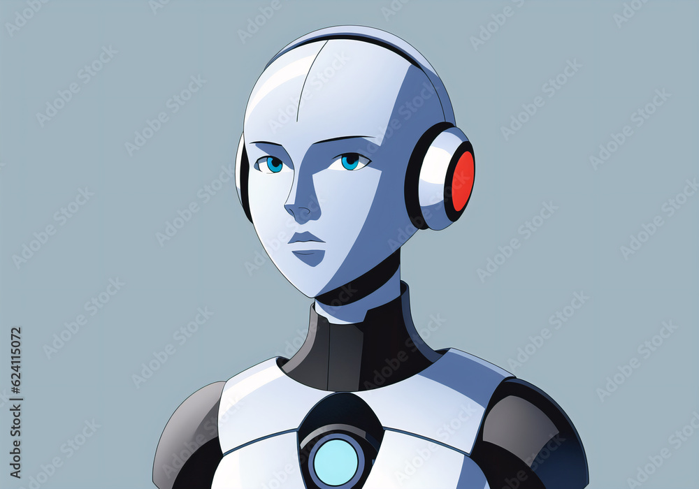Female robot. Mechanical cybernetic machine with artificial intelligence. Generative AI.
