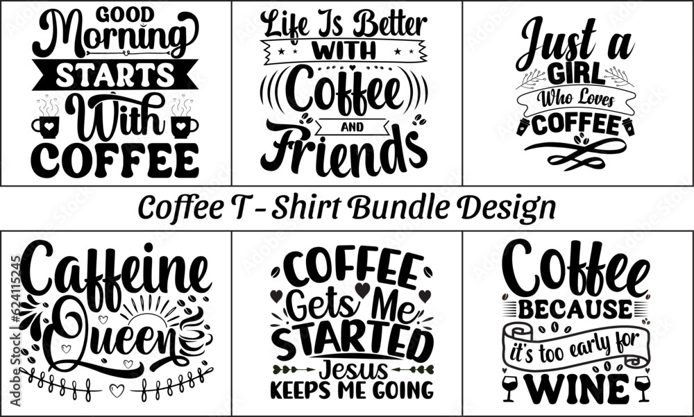Coffee T-Shirt Bundle Design 