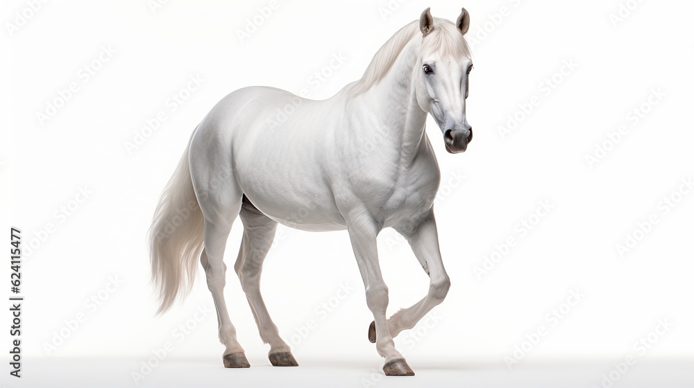 Beautiful White horse run forward AI generated image Beautiful White horse run forward AI generated image