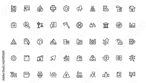  Industry and construction  icons. Thin line icons collection.