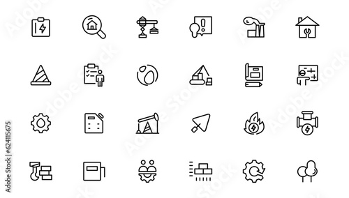  Industry and construction  icons. Thin line icons collection.