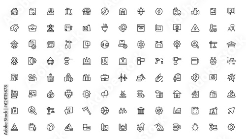  Industry and construction  icons. Thin line icons collection.