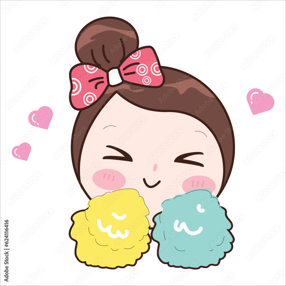 Happy smiling woman cheering for the game with pompons. cheerleading concept vector illustration. Happy smiling woman cheering for the game with pompons. cheerleading concept vector illustration.