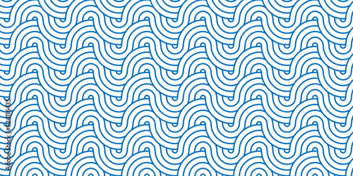 Seamless pattern with waves. seamless pattern with waves and blue geomatices retro background. 