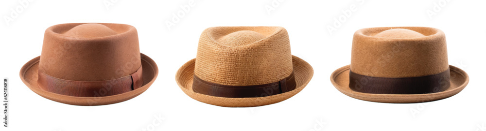Fedora hat for man vector set - obrazy, fototapety, plakaty 