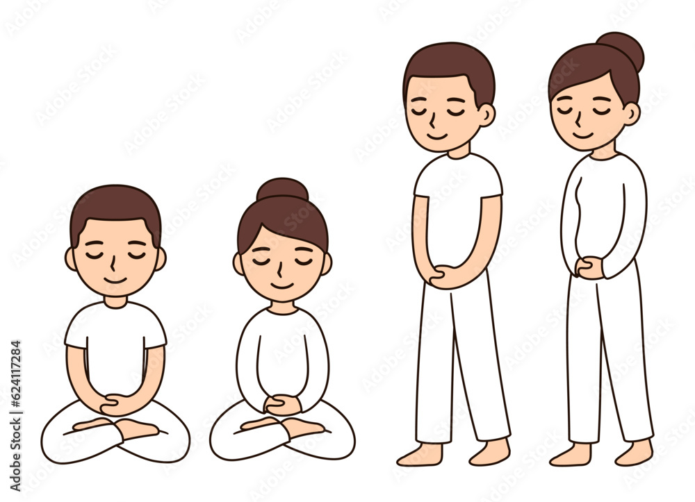 Man and woman sitting and walking meditation