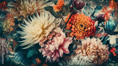 vintage motif for floral print digital background © Samvel