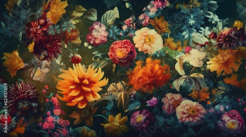 vintage motif for floral print digital background