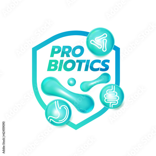 Probiotic Foods Good Bacteria Vector illustration. 
