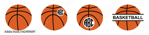 Set basketball ball monogram frame. Sport vector illustration
