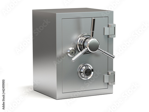 Bank vault safe isolated on white. Security and protection. photo