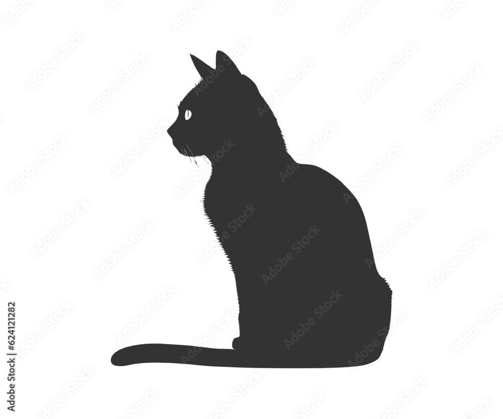 Black silhouette of a cat.icon. Vector illustration design.