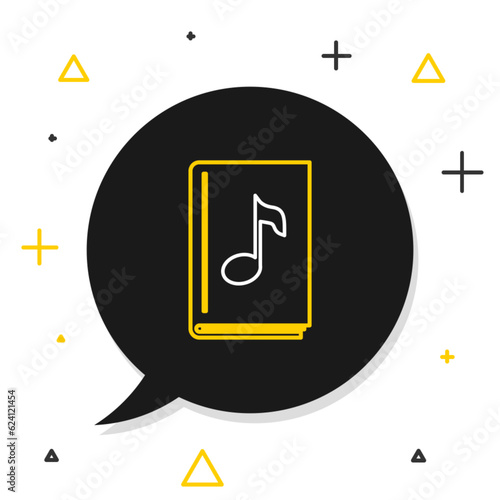 Line Audio book icon isolated on white background. Musical note with book. Audio guide sign. Online learning concept. Colorful outline concept. Vector
