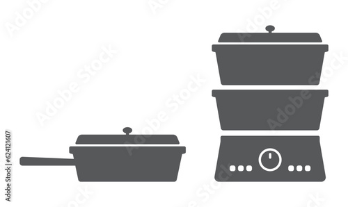 electric frying pan multicooker icon