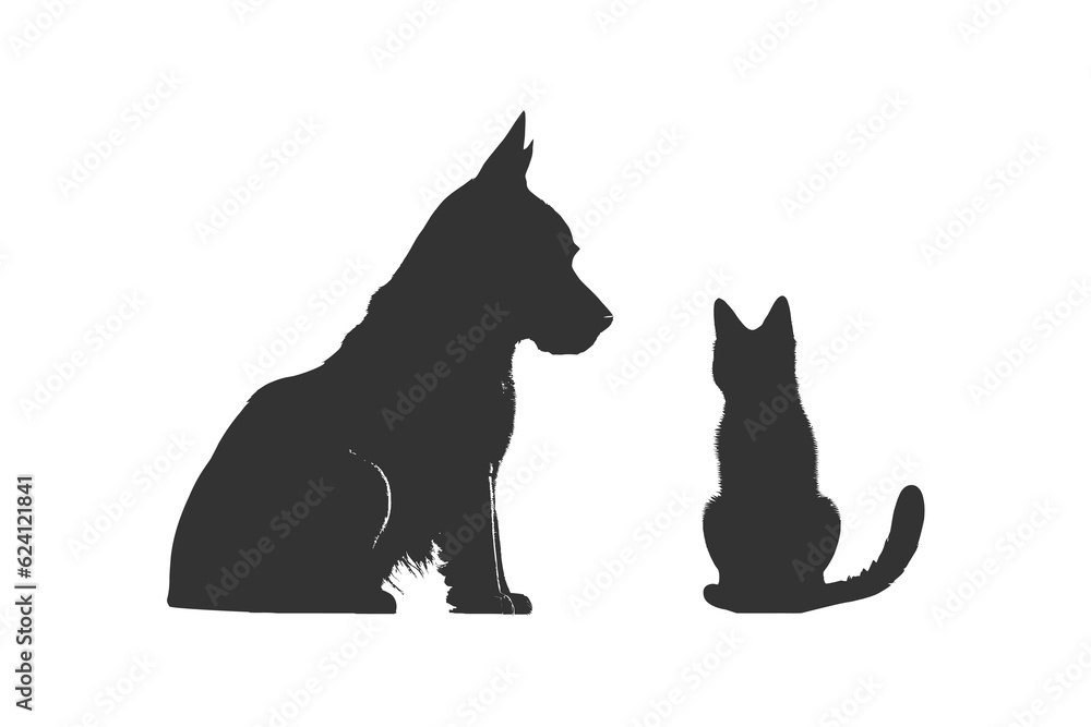 Silhouette of a dog and cat. Vector illustration desing.
