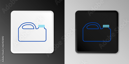 Line Plastic canister for motor machine oil icon isolated on grey background. Oil gallon. Oil change service and repair. Colorful outline concept. Vector