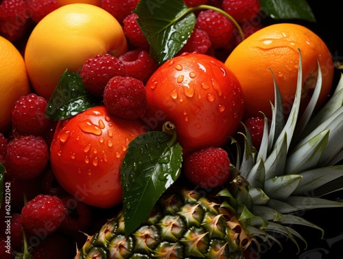 Mixed summer fruits background
 photo