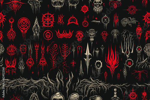 seamless pattern with gothic style symbols