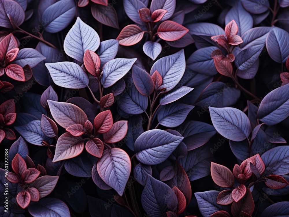 Photo trendy violet background made of fresh leaves