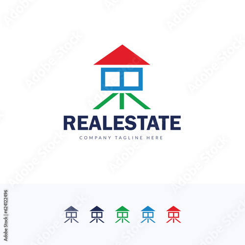 Real estate logo, home icon, house logo design vector 