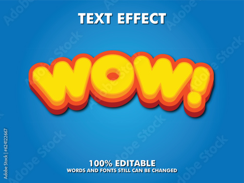 vector wow text effect editable template, wow text, fun font, Wow word l text, modern editable typography	
