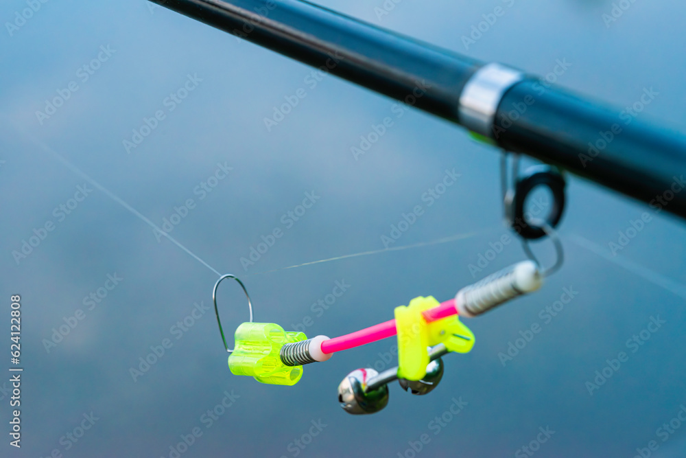 Fishing nod on a fishing line close-up.Outdoors. Fishing nod on a fishing line close-up.Outdoors.