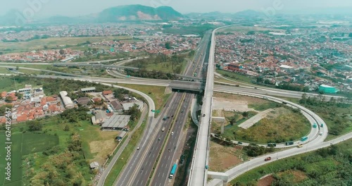 Aerial View of Pasir Koja Highway Interchange, Soroja and Purbaleunyi Toll Road, Bandung, West Java Indonesia, Asia photo