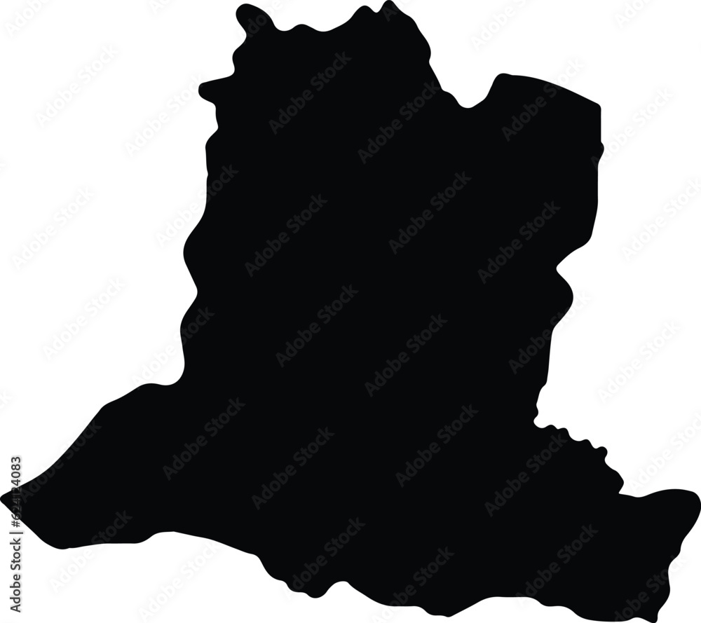 Silhouette map of Basse-Kotto Central African Republic with transparent background.