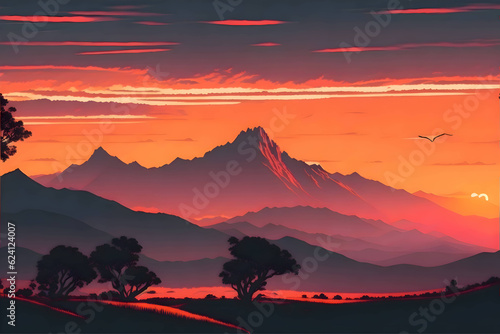 sunset over the mountains