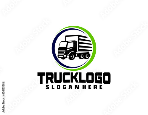 Trucking company logo. Bold badge emblem logo concept. Ready made logo template set vector isolated