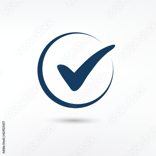 Tick icon vector symbol, checkmark isolated on white background 