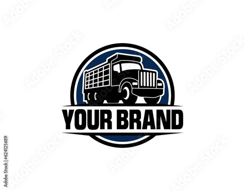 Dump truck company logo template. Ready made logo template set vector isolated