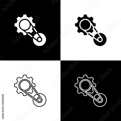 Set Timing belt kit icon isolated on black and white background. Vector