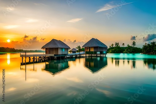 sunset over the lake