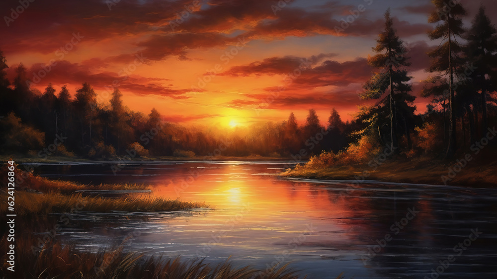 Sonnenuntergang am See. Generative Ai Sonnenuntergang am See. Generative Ai