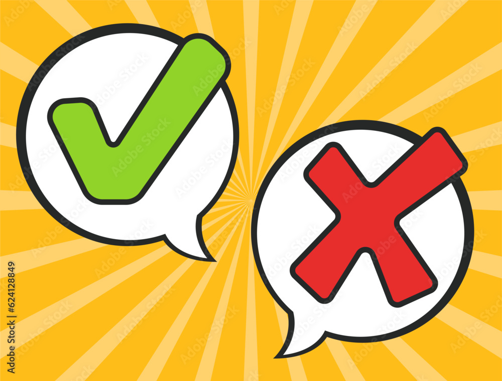 Cancel check mark ok yes cross do comic abstract concept. Vector graphic design illustration Cancel check mark ok yes cross do comic abstract concept. Vector graphic design illustration