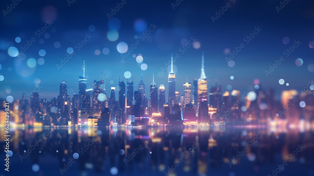 Modern cityscape background with bokeh. Generative ai