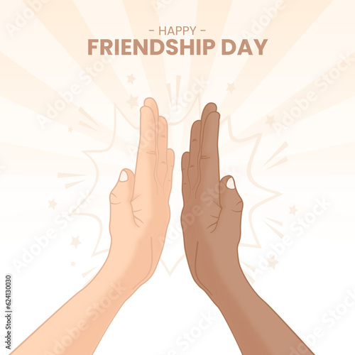 Square friendship day background with high-five hands