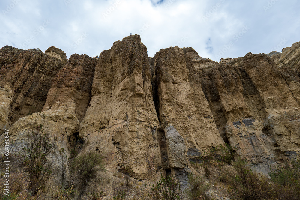 Yellow Sandstones Cliffs in the Mountains of Valle de Las Animas (Spirits' Valley)