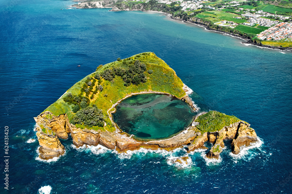 Fototapeta premium Aerial view Islet of Vila Franca do Campo. Azores Island